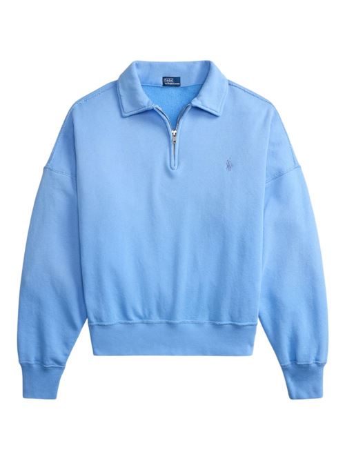 Felpa donna Polo Ralph Lauren celeste mezza zip leggera POLO RALPH LAUREN | 211B18686005